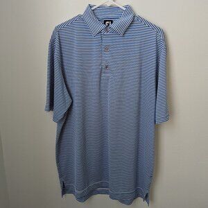 FJ Blue Striped Golf Polo, Large